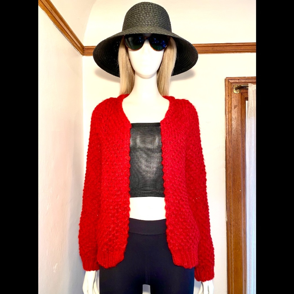 VINTAGE Chunky Red Sweater - Sz M